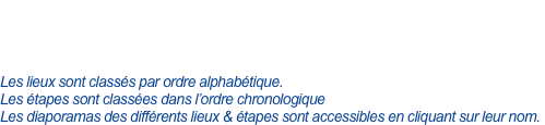 NORVÈGE   Index
Les lieux sont classés par ordre alphabétique. 
Les étapes sont classées dans l’ordre chronologique
Les diaporamas des différents lieux & étapes sont accessibles en cliquant sur leur nom.